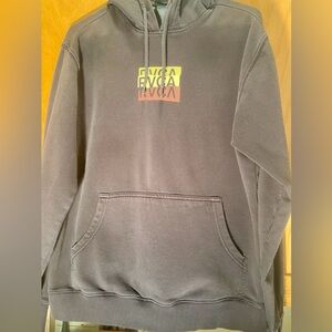 RVCA Distressed Charcoal Hoodie with Logo